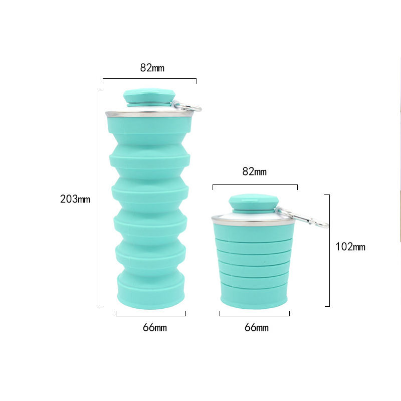 Складные бутылки для воды, силиконовые складные бутылки для воды, герметичные, портативная спортивная бутылка для воды с карабином 17 унций