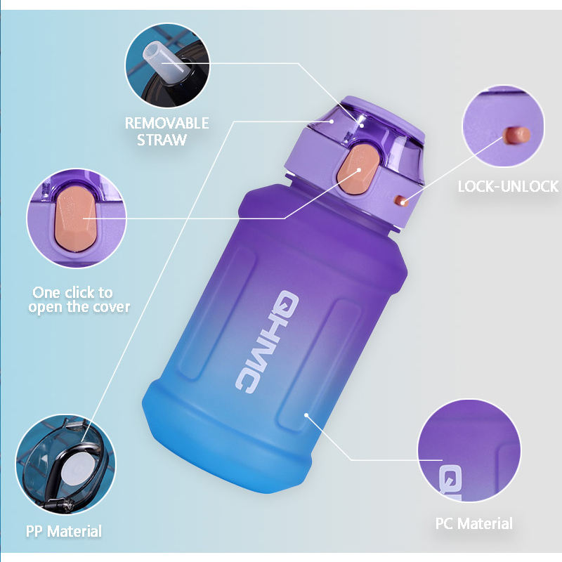 Спортивная пластиковая бутылка для воды большой емкости 900 мл/1300 мл, градиентная цветная герметичная бутылка для питья без BPA с прыгающей крышкой