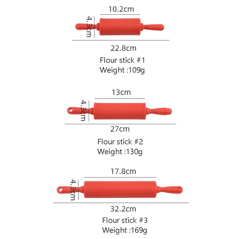 Силиконовая скалка, палочка для муки, кухонная утварь, палочка для теста, ролик от 4 до 11 дюймов для детей и взрослых